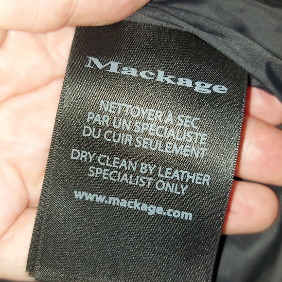 Mackage Men's Blue Down Leather Asiatic Racoon Fur Coat - Picture 15 of 16